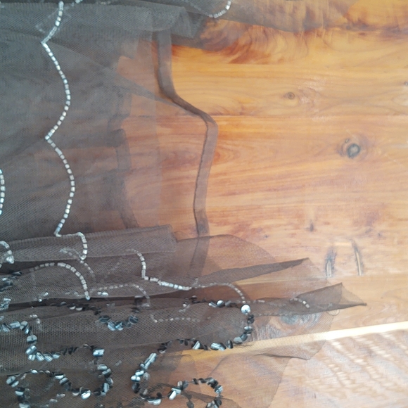 Mystere sheer spaghetti strap top. Beads and sequin design on front - Picture 3 of 7